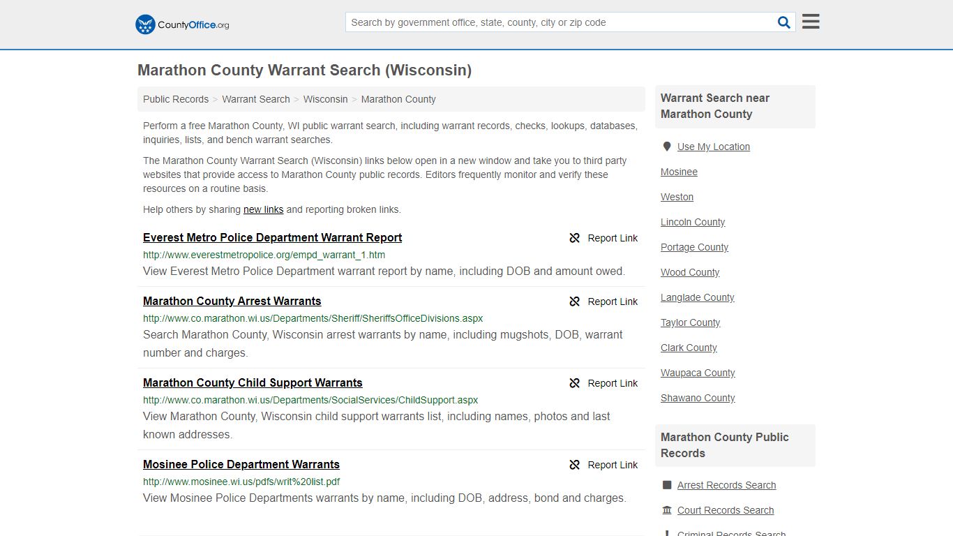 Warrant Search - Marathon County, WI (Warrant Checks ...