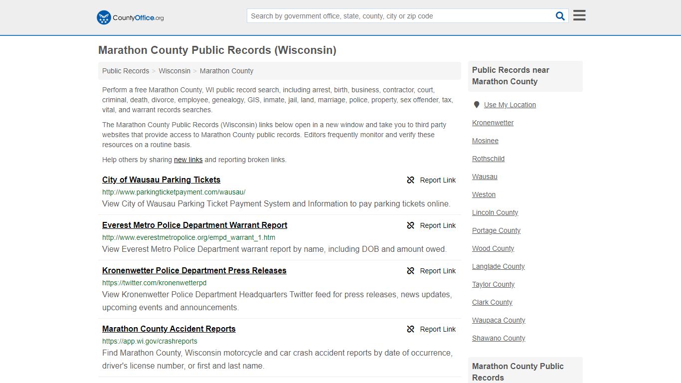 Public Records - Marathon County, WI (Business, Criminal ...